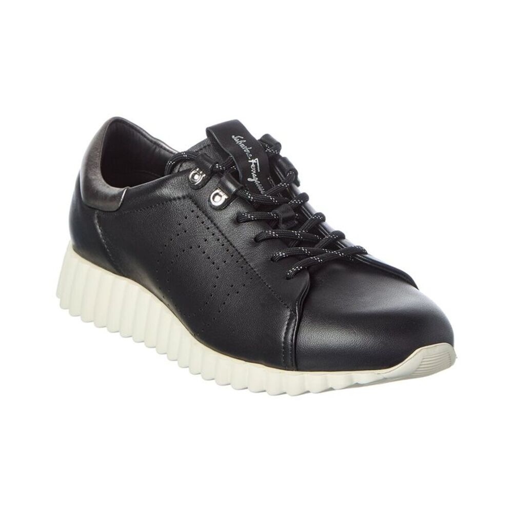 Ferragamo Leather Sneaker, Black